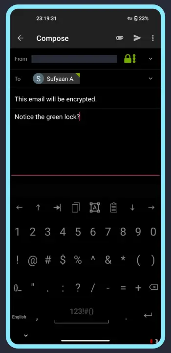 Composing an encrypted email in K-9 Mail